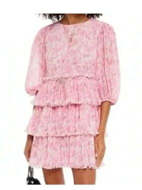 Ganni pink floral dress size 38 small